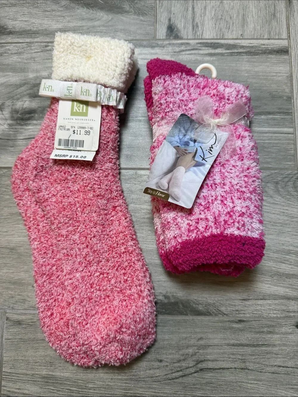 Karen Neuburger and Kim Rogers Pink Ombre Fuzzy Lounge Socks Set
